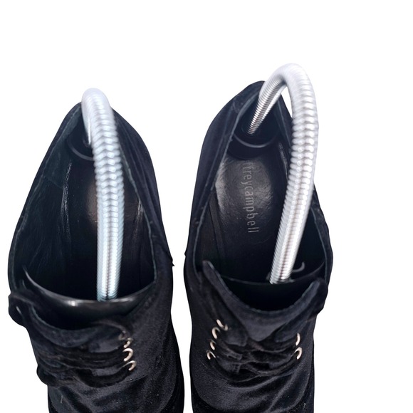 Jeffrey Campbell Pomeroy Black Velvet Platform Brogue Heel Boots 8.5 Y2K Goth - Picture 5 of 10